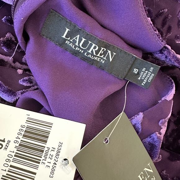 Ralph Lauren halter top floral velvet burnout design gown dress - Picture 11 of 13